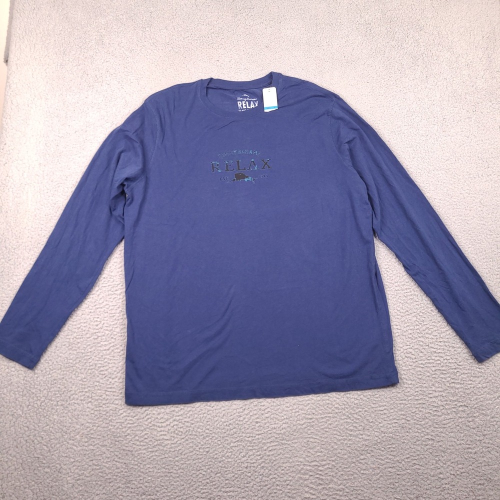 Tommy Bahama T-Shirt Mens XL Relax Classic Long Sleeve Tee Blue Cotton Great Sea